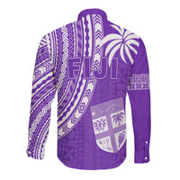 Fiji Rugby Sevens Long Sleeve Button Shirt Fijian 7s Tapa Polynesian Purple LT13 - Wonder Print Shop
