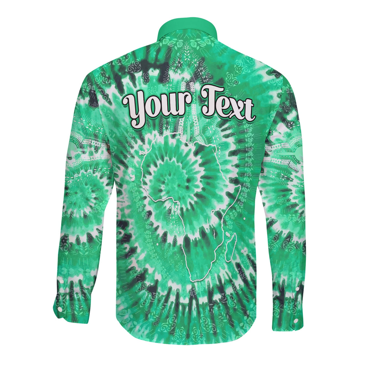 (Custom Personalised) Africa Tie Dye Long Sleeve Button Shirt Green Fashion LT13 - Wonder Print Shop