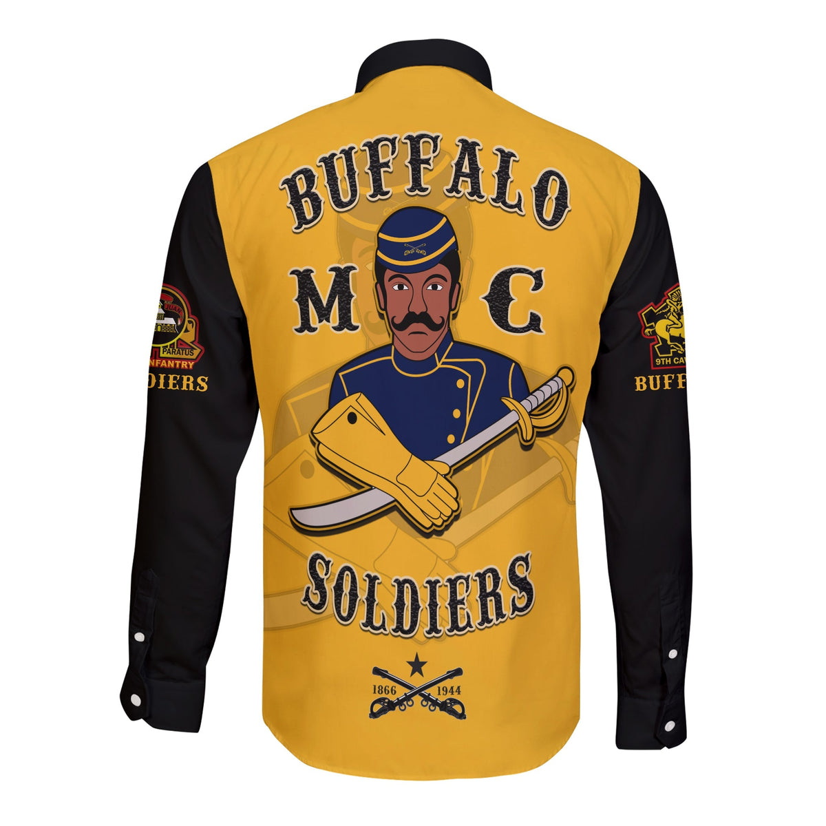 Buffalo Soldiers Long Sleeve Button Shirt Motorcycle BSMC Club LT13 - Wonder Print Shop