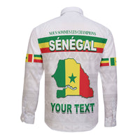(Custom Personalised) Senegal Football 2022 Long Sleeve Button Shirt Champion Teranga Lions Mix African Pattern LT13 - Wonder Print Shop