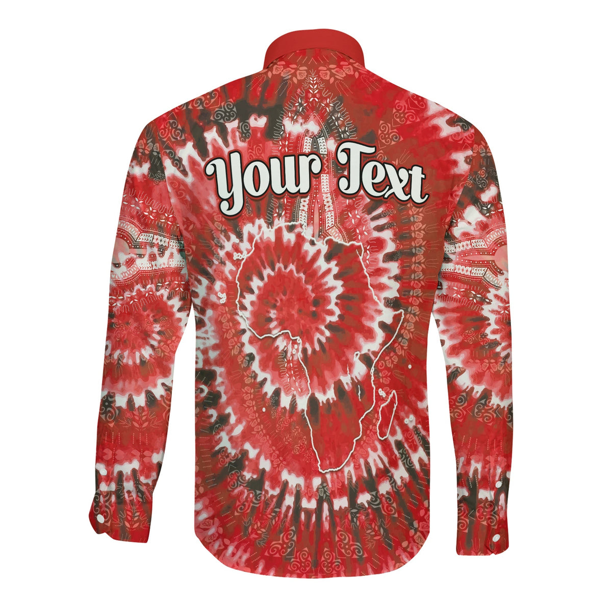 (Custom Personalised) Africa Tie Dye Long Sleeve Button Shirt Red Fashion LT13 - Wonder Print Shop