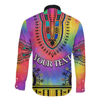 (Custom Personalised) Dashiki Tie Dye Long Sleeve Button Shirt African Pattern LT13 - Wonder Print Shop