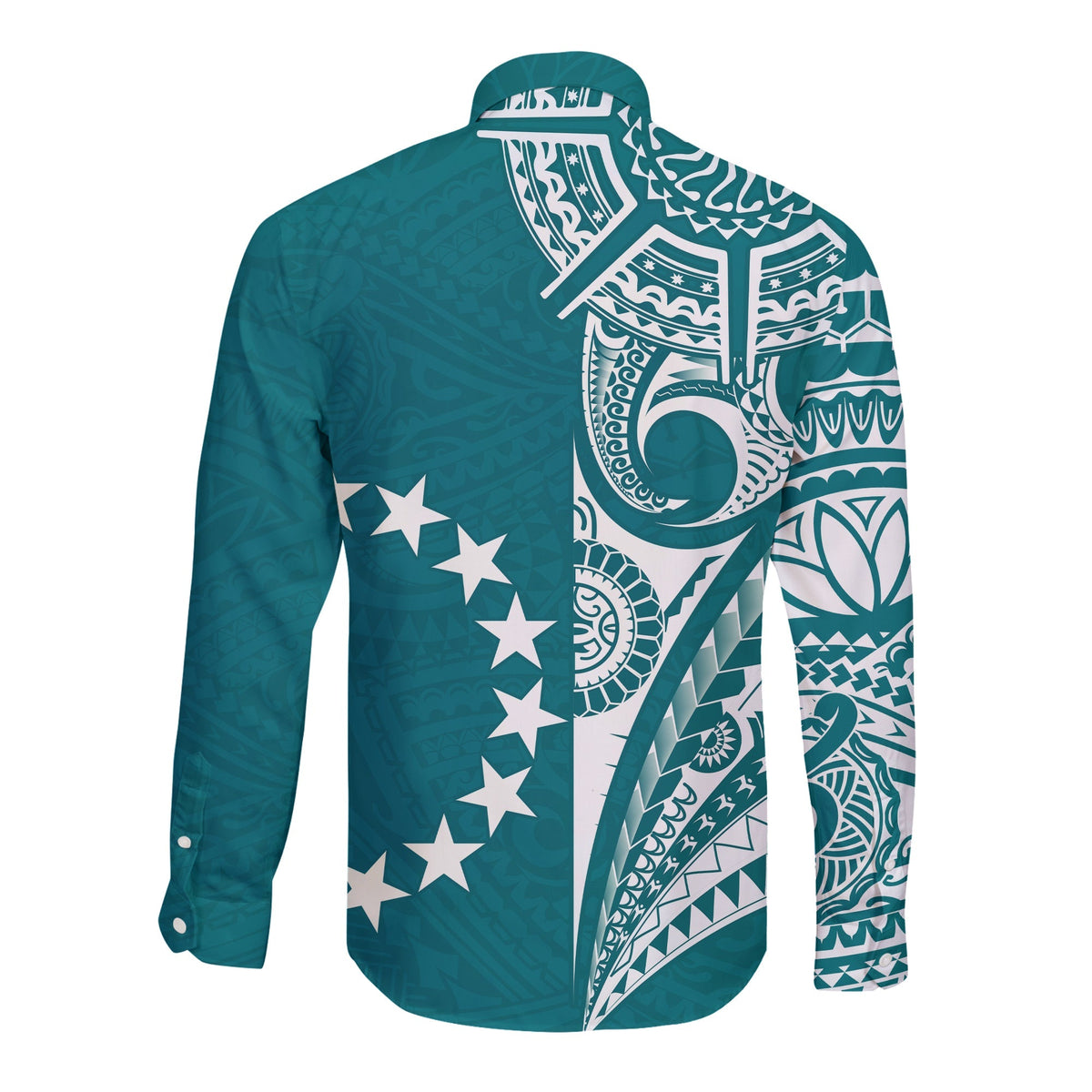 Cook Islands Tatau Long Sleeve Button Shirt Symbolize Passion Stars Version Blue LT13 - Wonder Print Shop