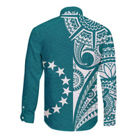 Cook Islands Tatau Long Sleeve Button Shirt Symbolize Passion Stars Version Blue LT13 - Wonder Print Shop