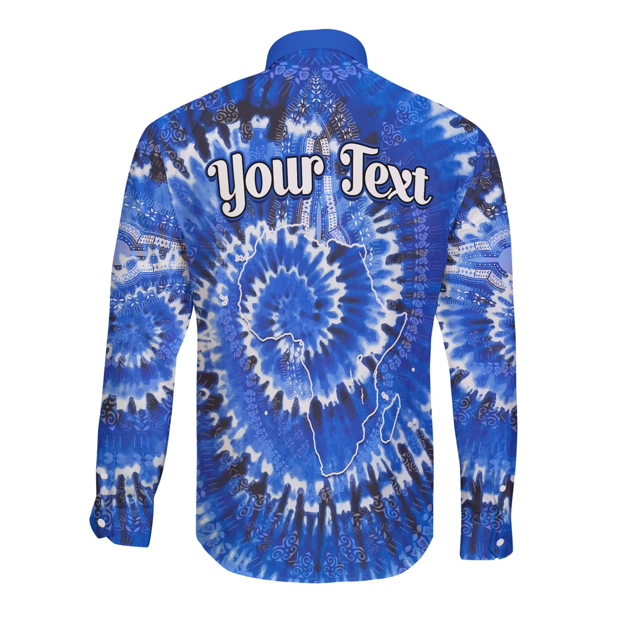 (Custom Personalised) Africa Tie Dye Long Sleeve Button Shirt Blue Fashion LT13 - Wonder Print Shop