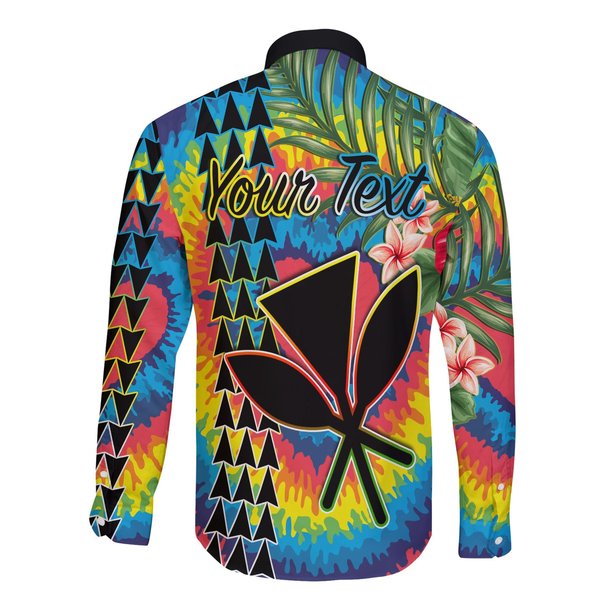 (Custom Personalised) Hawaii Rainbow Tie Dye Long Sleeve Button Shirt Flowers Polynesian Hawaiian Tribal LT13 - Wonder Print Shop