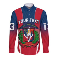 (Custom Text and Number) Dominican Republic Long Sleeve Button Shirt Dominicana Style Sporty LT13 - Wonder Print Shop