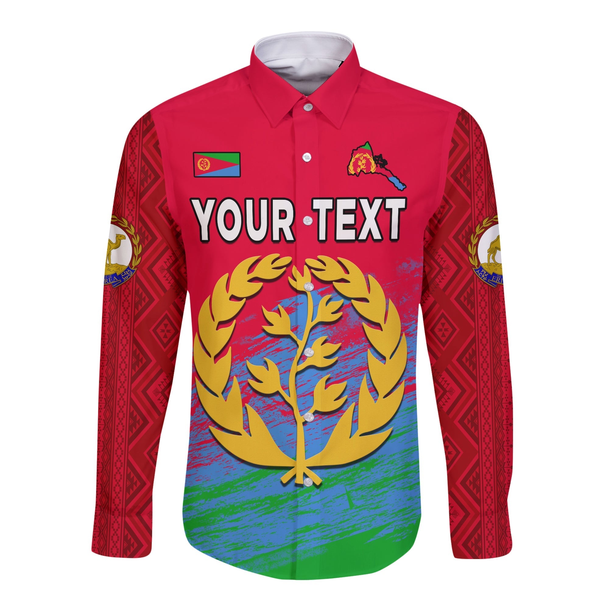 (Custom Personalised) Eritrea Long Sleeve Button Shirt Eritrean Independence Day LT13 - Wonder Print Shop