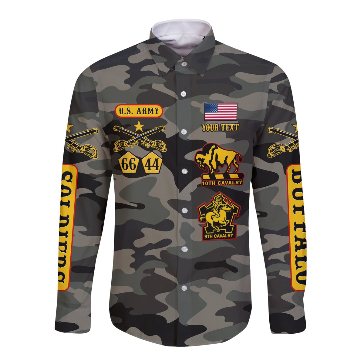(Custom Personalised) Buffalo Soldiers Long Sleeve Button Shirt Camouflage Unique LT13 - Wonder Print Shop