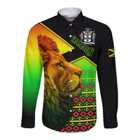 (Custom Personalised) Jamaica Lion Hawaii Long Sleeve Button Shirt Jamaican Pattern Version Reggae Colors LT13 - Wonder Print Shop