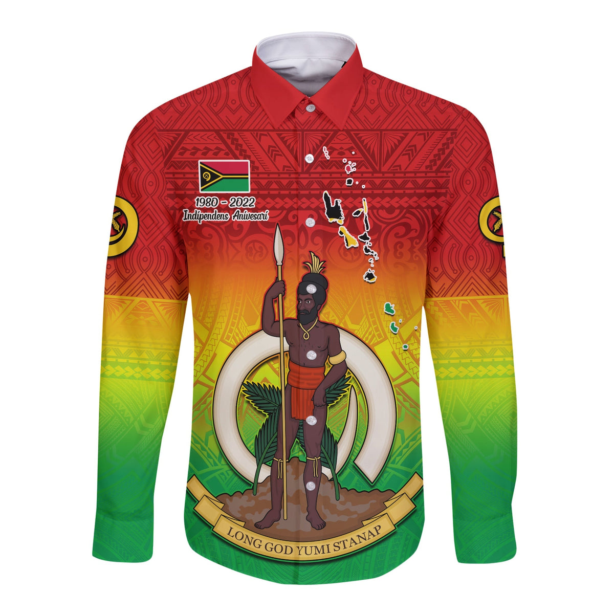Vanuatu Independence Day Long Sleeve Button Shirt 42nd Anniversary Yumi Yumi Yumi LT13 - Wonder Print Shop