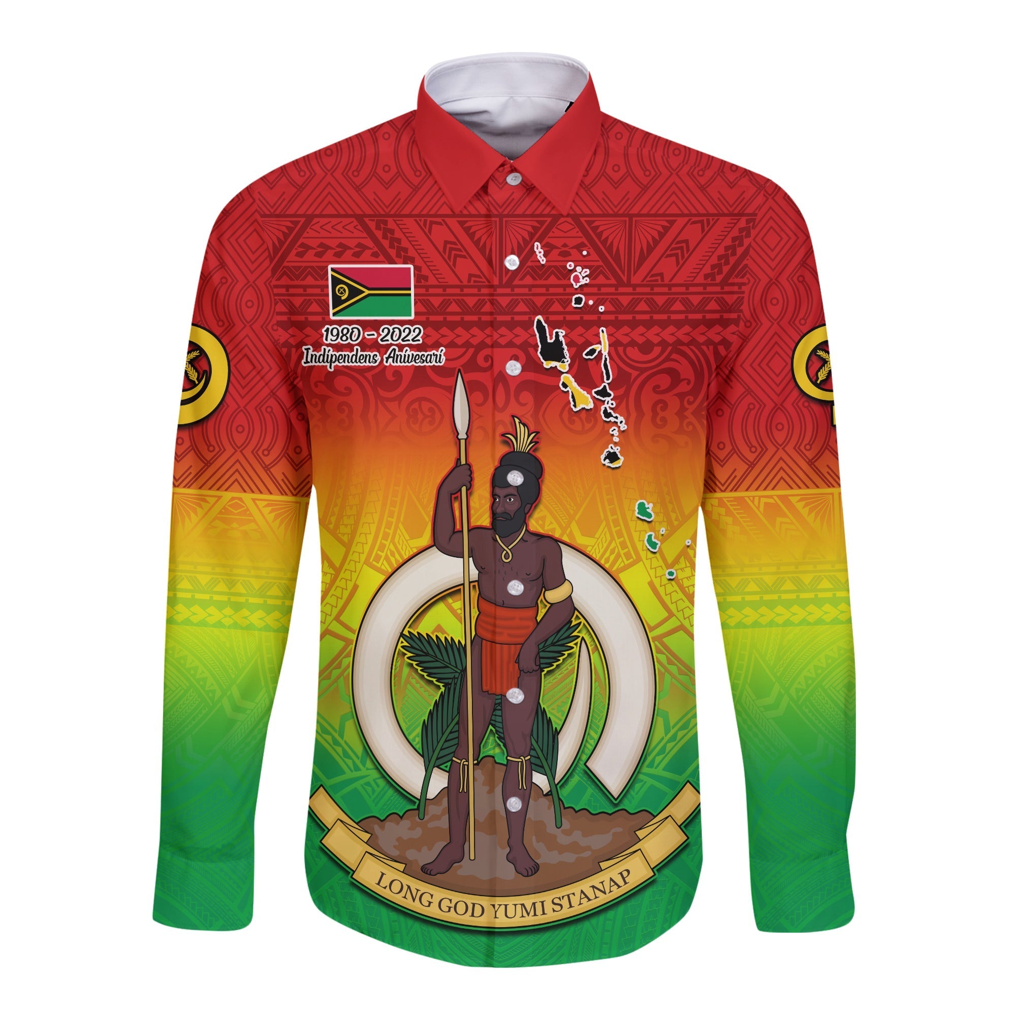 Vanuatu Independence Day Long Sleeve Button Shirt 42nd Anniversary Yumi Yumi Yumi LT13 - Wonder Print Shop