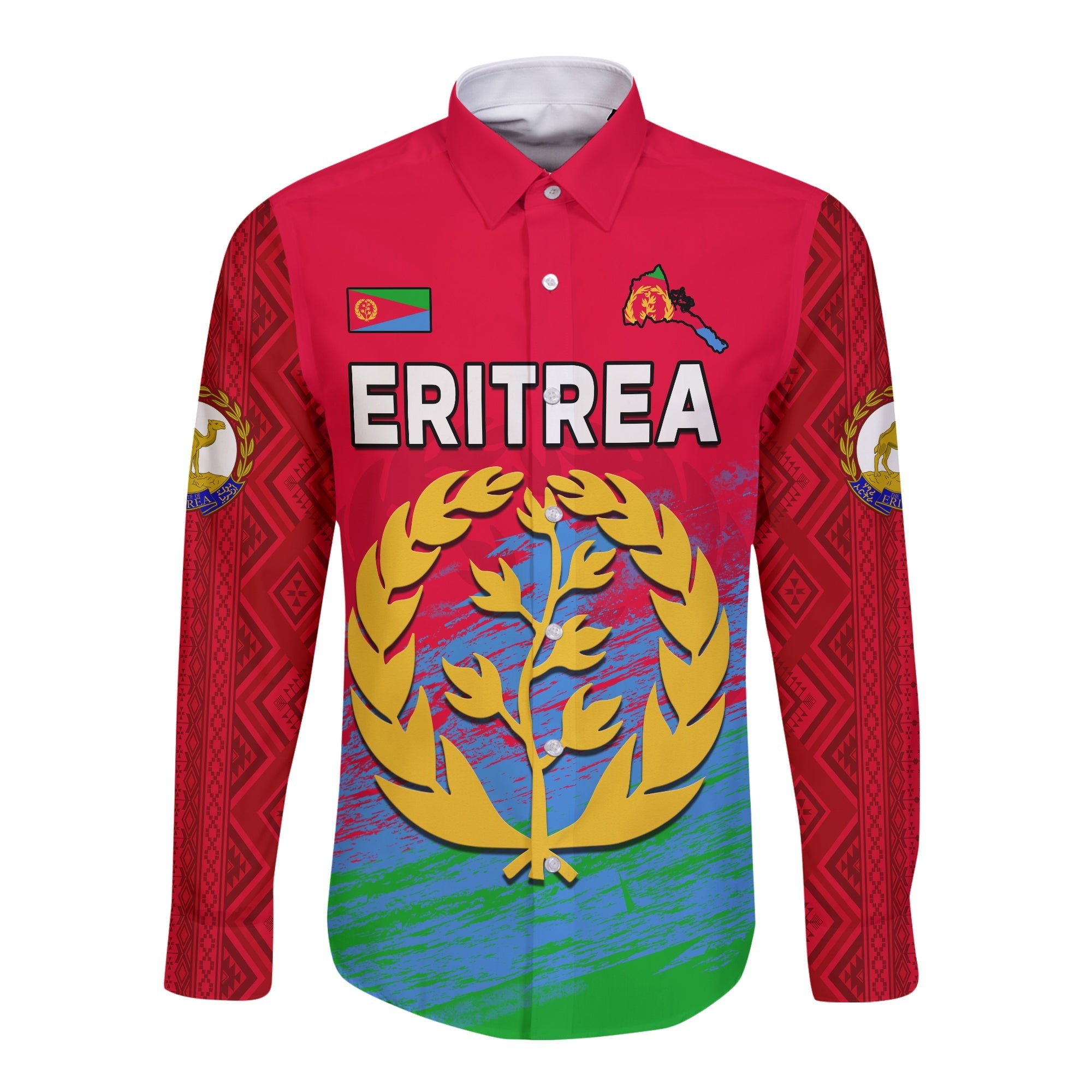 Eritrea Long Sleeve Button Shirt Eritrean Independence Day LT13 - Wonder Print Shop