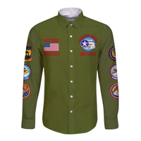 (Custom Personalised) Tuskegee Airmen Long Sleeve Button Shirt US Military Army Green Red Tails LT13 - Wonder Print Shop