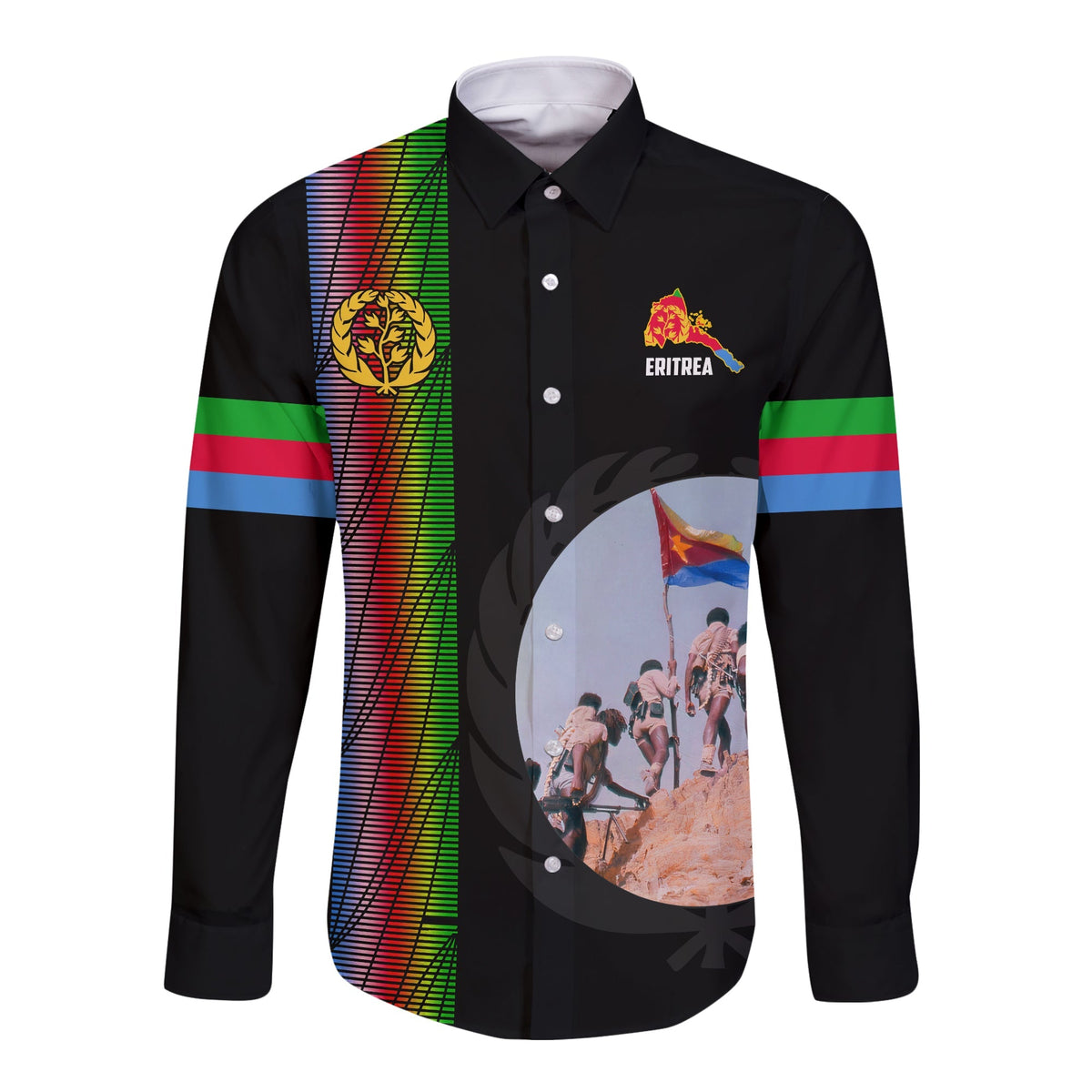 (Custom Personalised) Eritrea EPLF Long Sleeve Button Shirt Spirit Eritrean LT13 - Wonder Print Shop