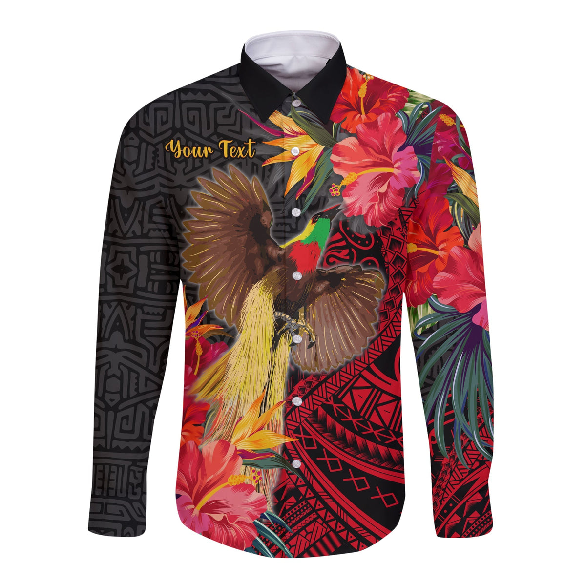Custom Personalised Papua New Guinea Long Sleeve Button Shirt Bird of Paradise LT13 - Wonder Print Shop