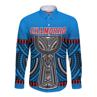 Guam Chamorro Long Sleeve Button Shirt Latte Stone Blue Polynesian Haligi LT13 - Wonder Print Shop