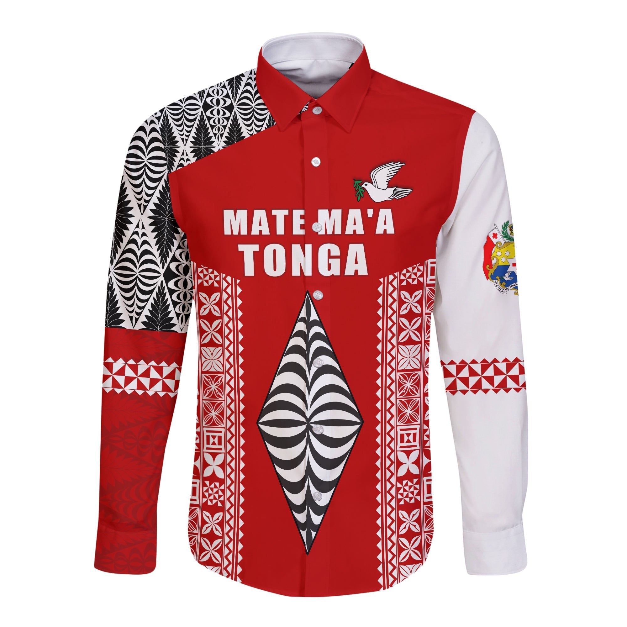 Tonga Rugby Long Sleeve Button Shirt Mate Ma'a Tonga LT13 - Wonder Print Shop
