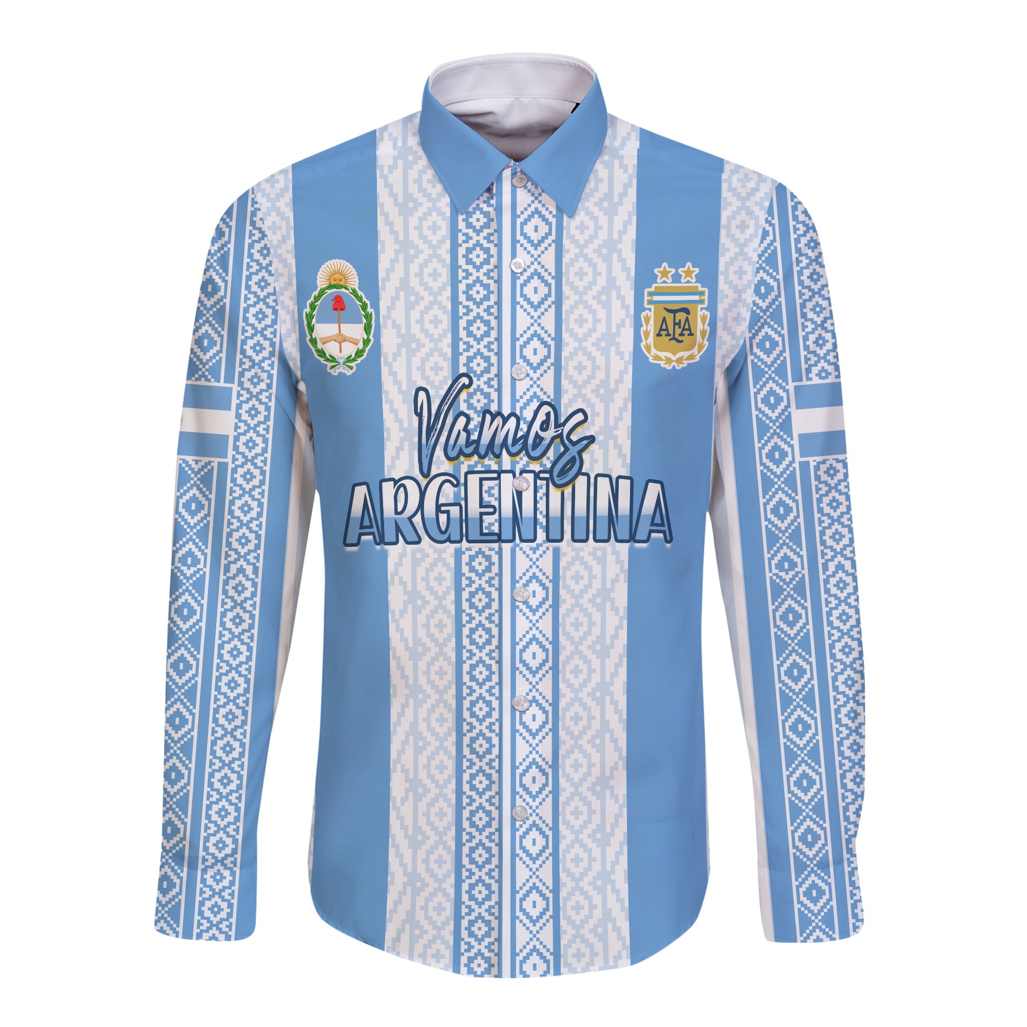 Argentina Football Long Sleeve Button Shirt Champions World Cup Gaucho Vamos LT13 - Wonder Print Shop