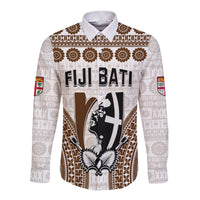 Custom Text and Number Fiji Rugby Bati Long Sleeve Button Shirt Proud Tapa Pattern LT13 - Wonder Print Shop