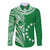 (Custom Text and Number) Cook Islands Tatau Long Sleeve Button Shirt Symbolize Passion Stars Version Green LT13 - Wonder Print Shop