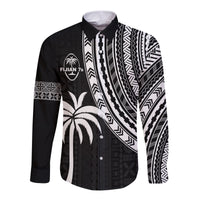 Custom Text and Number Fiji Rugby Sevens Long Sleeve Button Shirt Fijian 7s Tapa Polynesian LT13 - Wonder Print Shop
