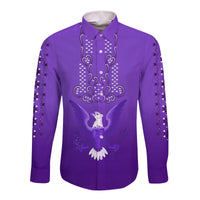 Philippines Long Sleeve Button Shirt Sun Filipino Purple Barong LT13 - Wonder Print Shop