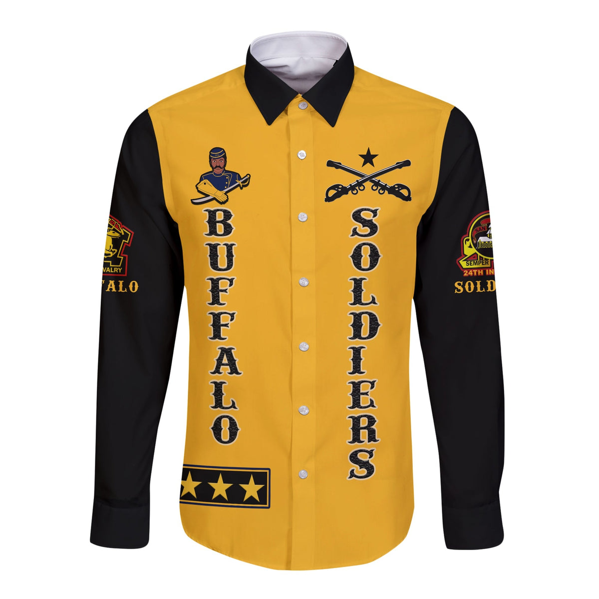 Buffalo Soldiers Long Sleeve Button Shirt Motorcycle BSMC Club LT13 - Wonder Print Shop