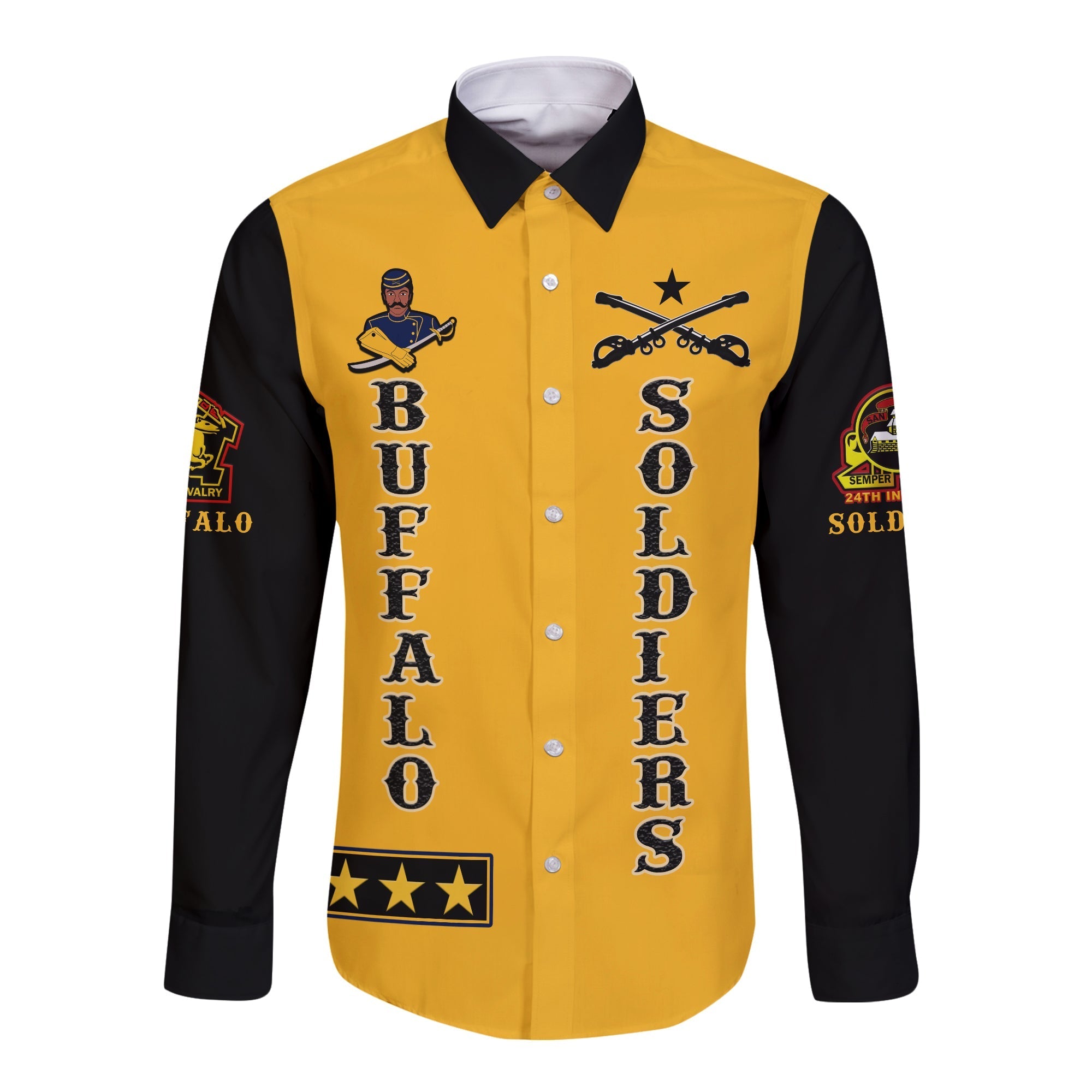 Buffalo Soldiers Long Sleeve Button Shirt Motorcycle BSMC Club LT13 - Wonder Print Shop