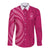 Breast Cancer Awareness Long Sleeve Button Shirt Hibiscus Polynesian No One Fights Alone LT13 - Wonder Print Shop