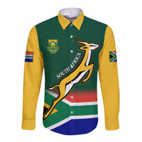 South Africa Rugby Long Sleeve Button Shirt Springboks Champion Bokke African Pattern Go Bokke LT13 - Wonder Print Shop