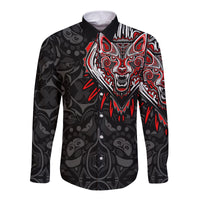 (Custom Personalised) Canada Wolf Long Sleeve Button Shirt Haida and Maple Leaf LT13 - Wonder Print Shop
