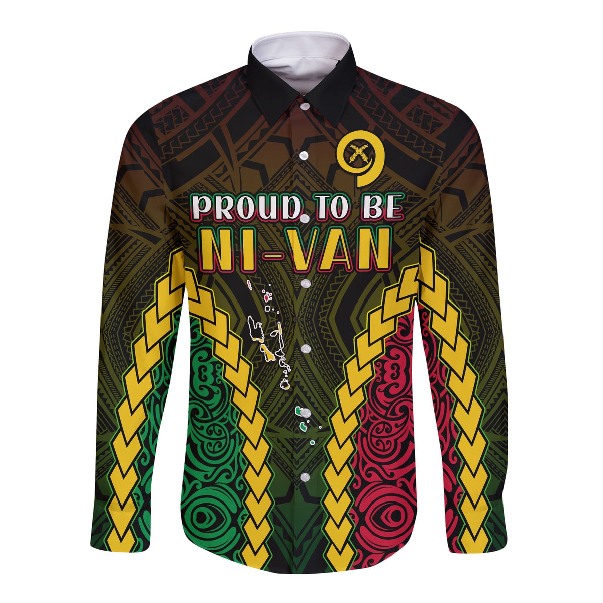 Vanuatu Indigenous Long Sleeve Button Shirt Proud To Be Ni Vanuatu Polynesian Pattern LT13 - Wonder Print Shop