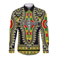 (Custom Personalised) Ethiopia Long Sleeve Button Shirt Dashiki Black Style LT6 - Wonder Print Shop