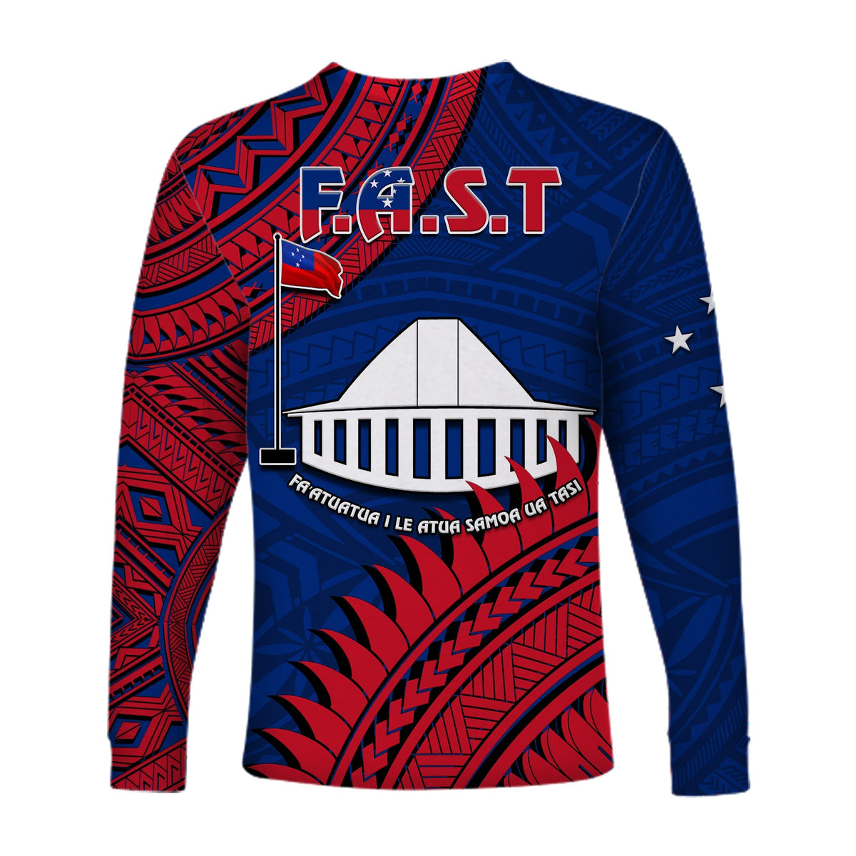 F.A.S.T Samoa Long Sleeve Shirt Samoan Coat Of Arms Polynesian Pattern - Wonder Print Shop