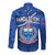 Samoa Rugby Long Sleeve Button Shirt Manu Samoa Polynesian Hibiscus Blue Style - Wonder Print Shop