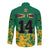 (Custom Text and Number) Jamaica Athletics Long Sleeve Button Shirt Jamaican Flag With African Pattern Sporty Style - Wonder Print Shop