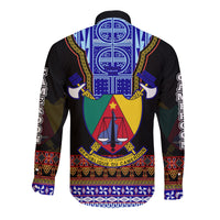 Cameroon Long Sleeve Button Shirt Atoghu Pattern Black Style - Wonder Print Shop