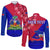 (Custom Personalised) Haiti Long Sleeve Button Shirt Haiti Flag Dashiki Simple Style - Wonder Print Shop