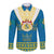 Sweden Long Sleeve Button Shirt Swedish Coat Of Arms With Scandinavian Flowers - Wonder Print Shop