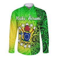 Cook Islands Long Sleeve Button Shirt Cook Islands Coat Of Arms Turtle Polynesian - Wonder Print Shop