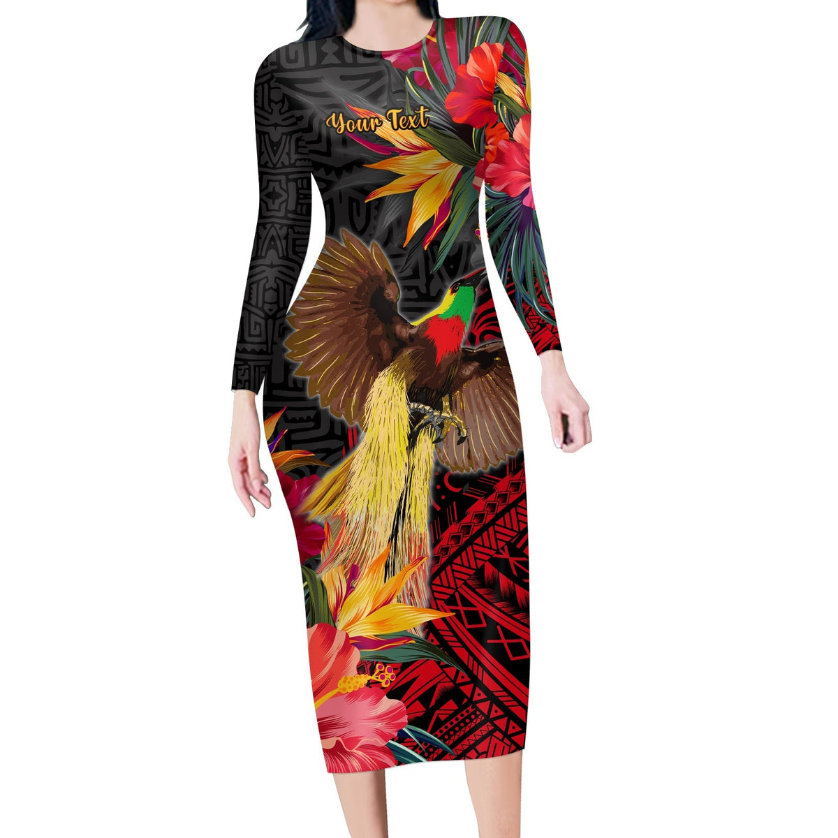 custom-personalised-papua-new-guinea-long-sleeves-dress-bird-of-paradise-ver01