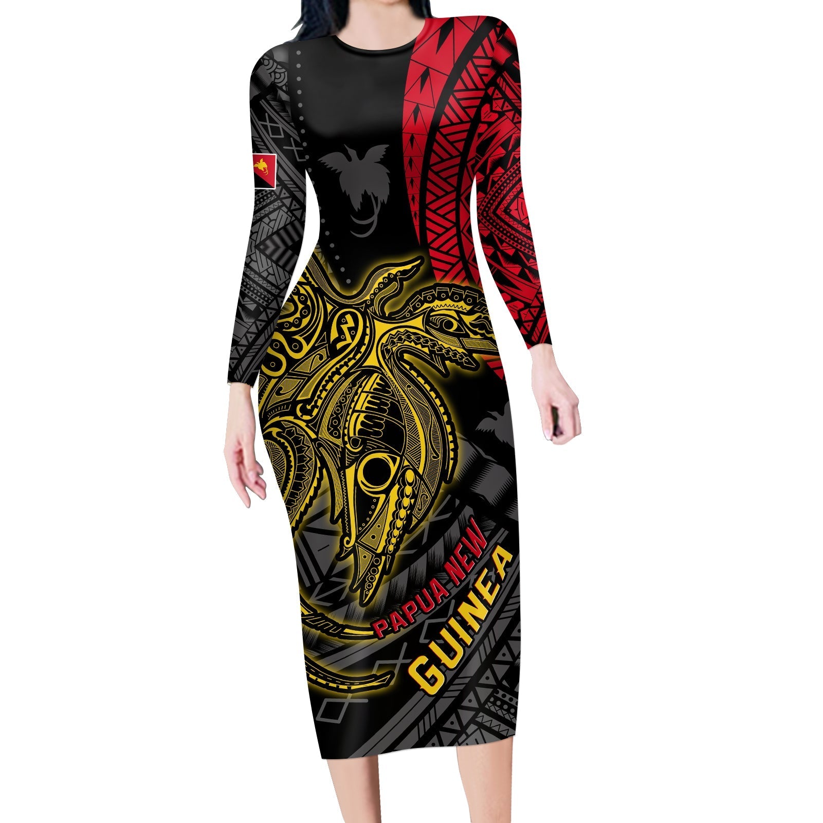 custom-personalised-papua-new-guinea-long-sleeves-dress-raggiana-birds-of-paradise-happy-47th-independence-day