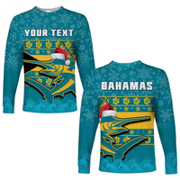 (Custom Personalised) Bahamas Long Sleeve Shirt Bahamian Blue Marlin Merry Christmas - Wonder Print Shop