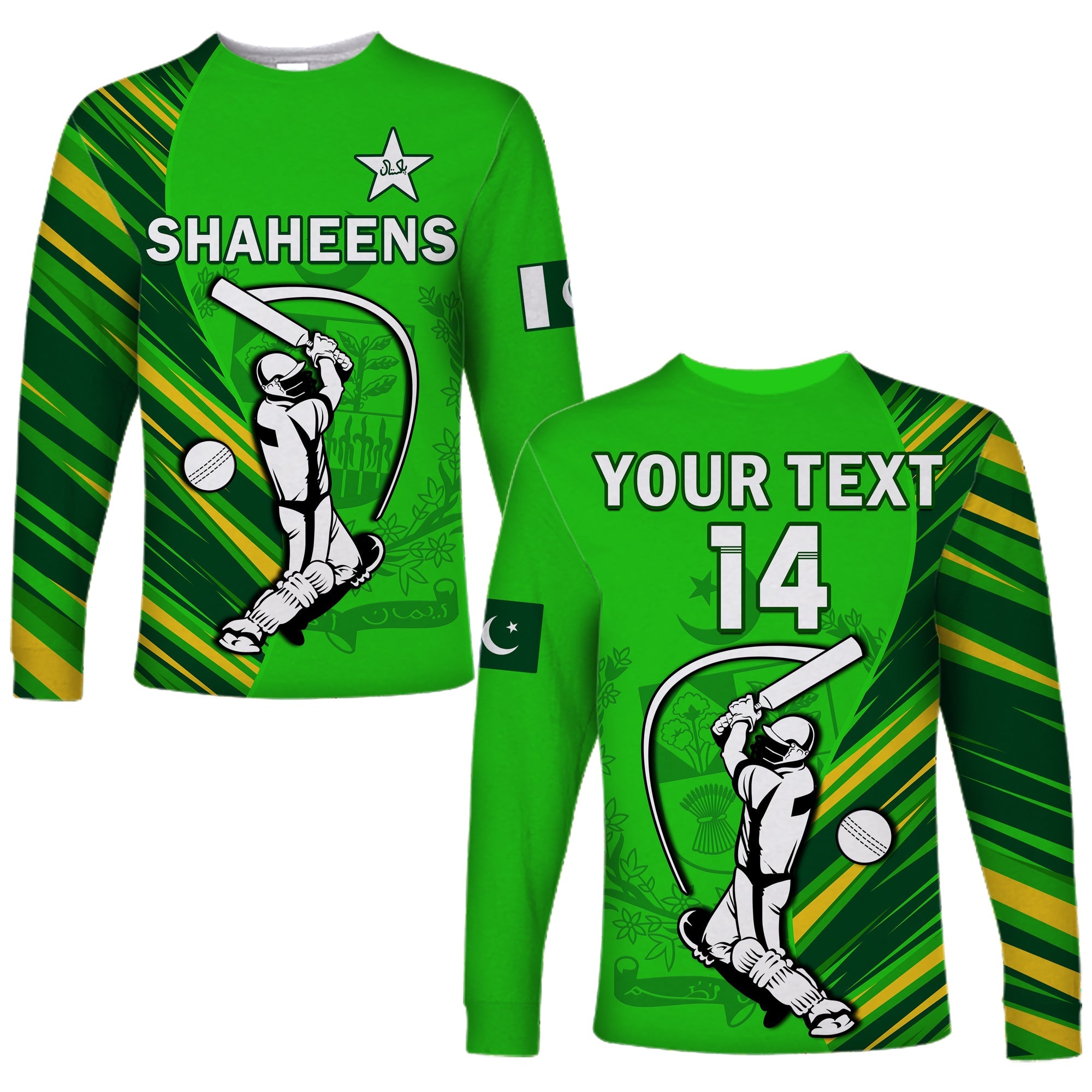 (Custom Text And Number) Pakistan Cricket Long Sleeve Shirt Go Shaheens Simple Style - Wonder Print Shop