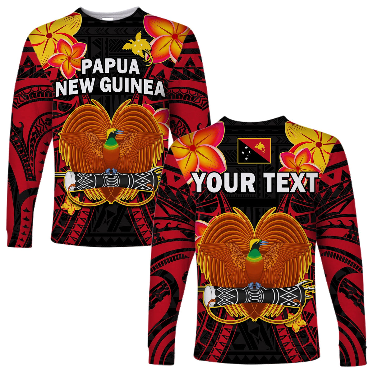 Custom Personalised Papua New Guinea Long Sleeve Shirt PNG Bird Of Paradise Polynesian Pattern - Wonder Print Shop