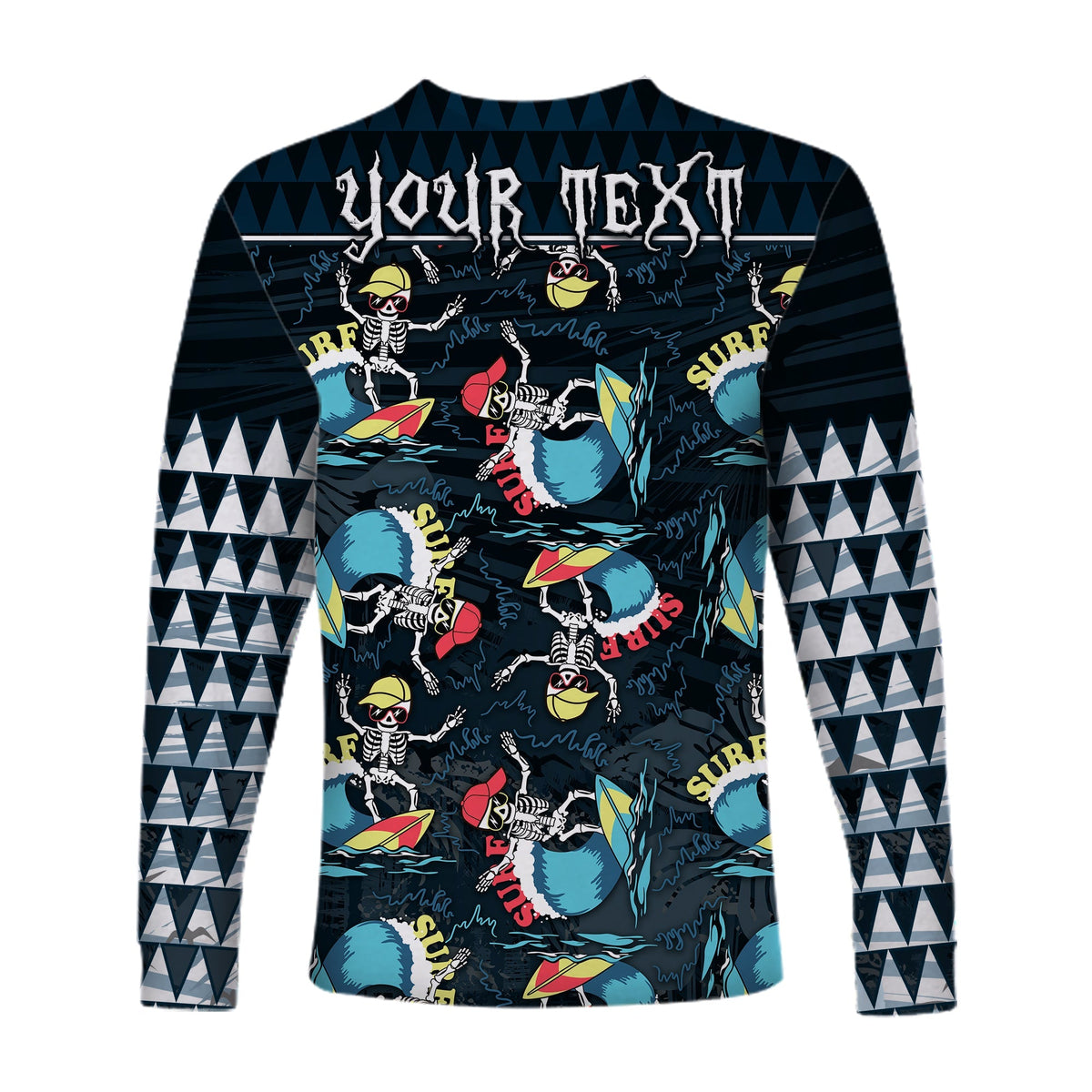 Custom Personalised Hawaii Skeleton Surf Long Sleeve Shirt Halloween Hawaiian Tribal LT13 - Wonder Print Shop