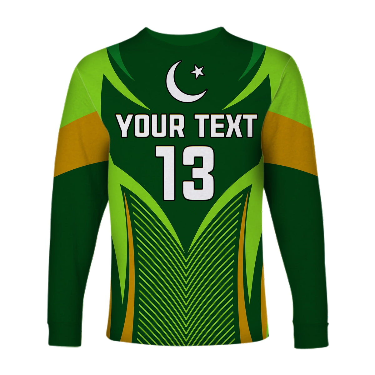 (Custom Text and Number) Pakistan Cricket Long Sleeve Shirt Green Shaheens Champion LT13 - Wonder Print Shop