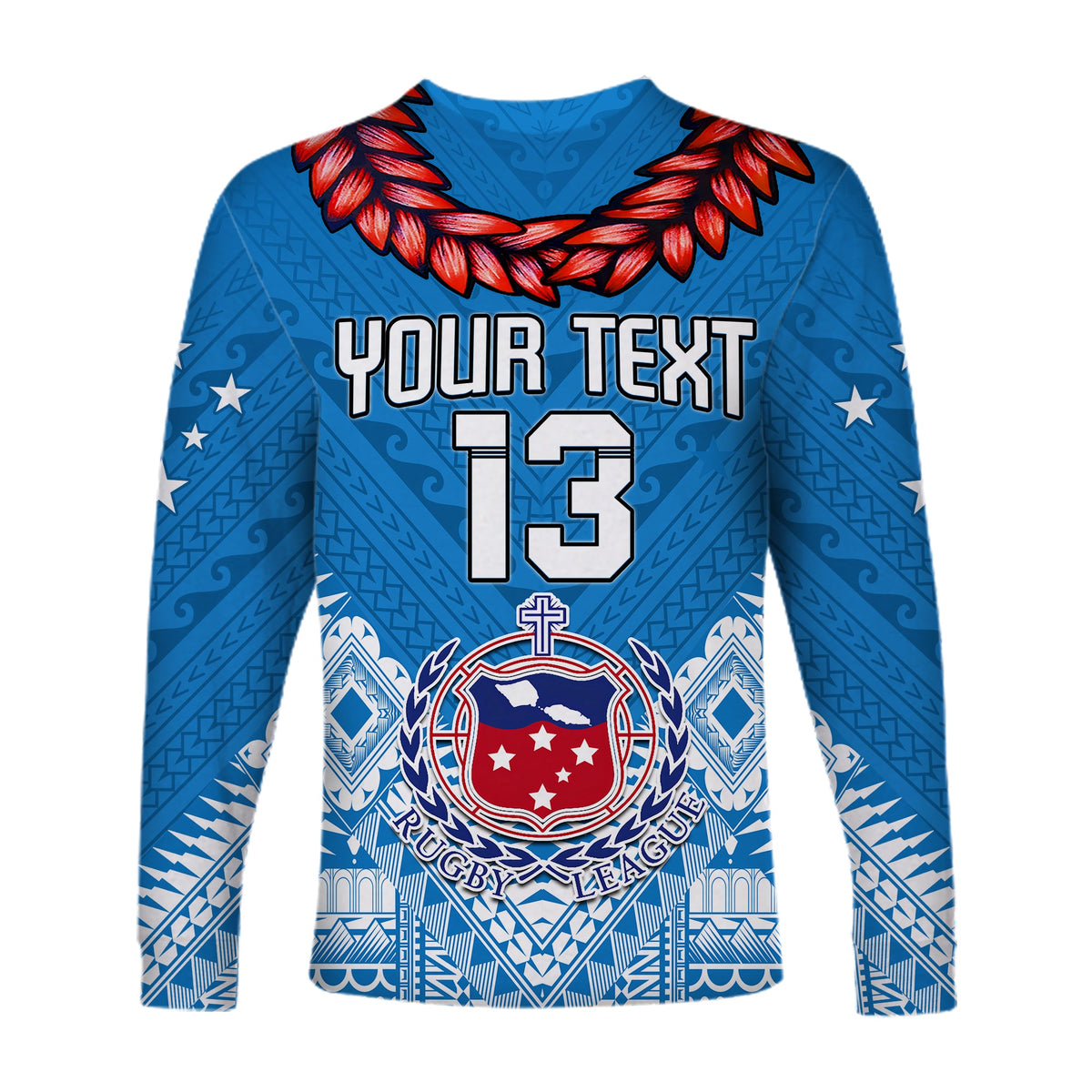 (Custom Text and Number) Toa Samoa Rugby Long Sleeve Shirt Manu Siva Tau Style Ulafala LT13 - Wonder Print Shop
