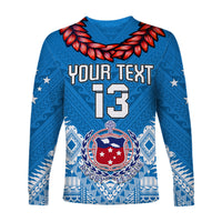 (Custom Text and Number) Toa Samoa Rugby Long Sleeve Shirt Manu Siva Tau Style Ulafala LT13 - Wonder Print Shop